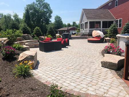 Paver Patio with Gas Firepit